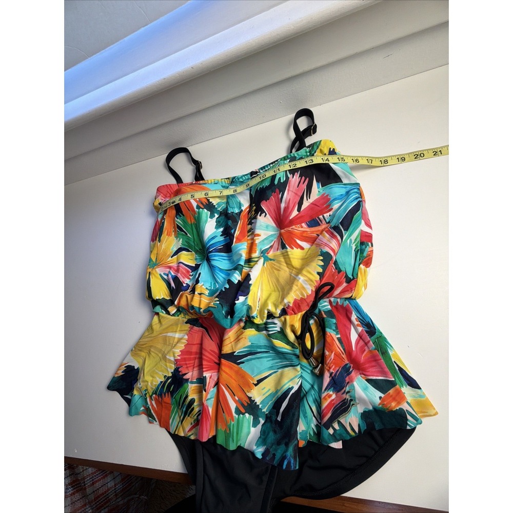 Maxine of Hollywood Swimsuit Ruffle Skirt Dress Size 10 Tropical Floral - Picture 4 of 4